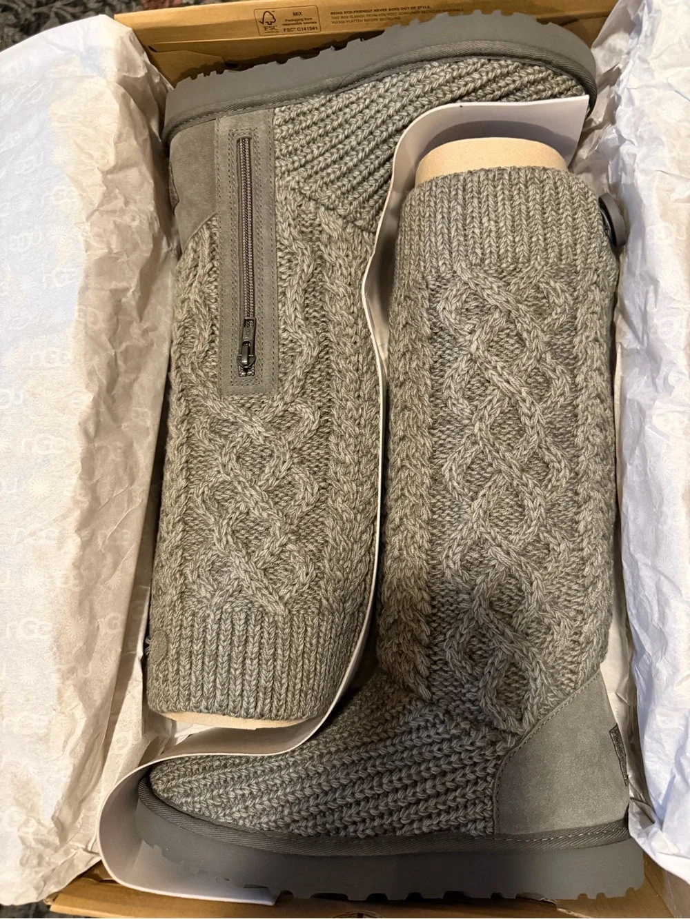 Cozy Knit Gray Boot Socks - Brand UGG